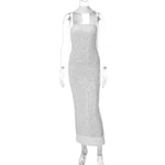 FDYOUI Luxury Bandage Sequins Evening Party Dresses for Women Sexy Strapless Off Shoulder Backless Split Slim Long Wedding Dress