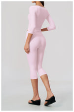 Fashion Mid Sleeve T-shirt Yoga Suits Tight Fitting Slim Sports Tops High Waist Peach Hip Mid Pants Gym Running Fitness Outfits