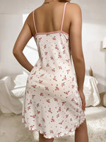 New Women's Sweet Floral Nightgown Button Front V-Neck Sleepwear Home Wear Suspender Print Sexy Mid Length Comfortable Plus Size