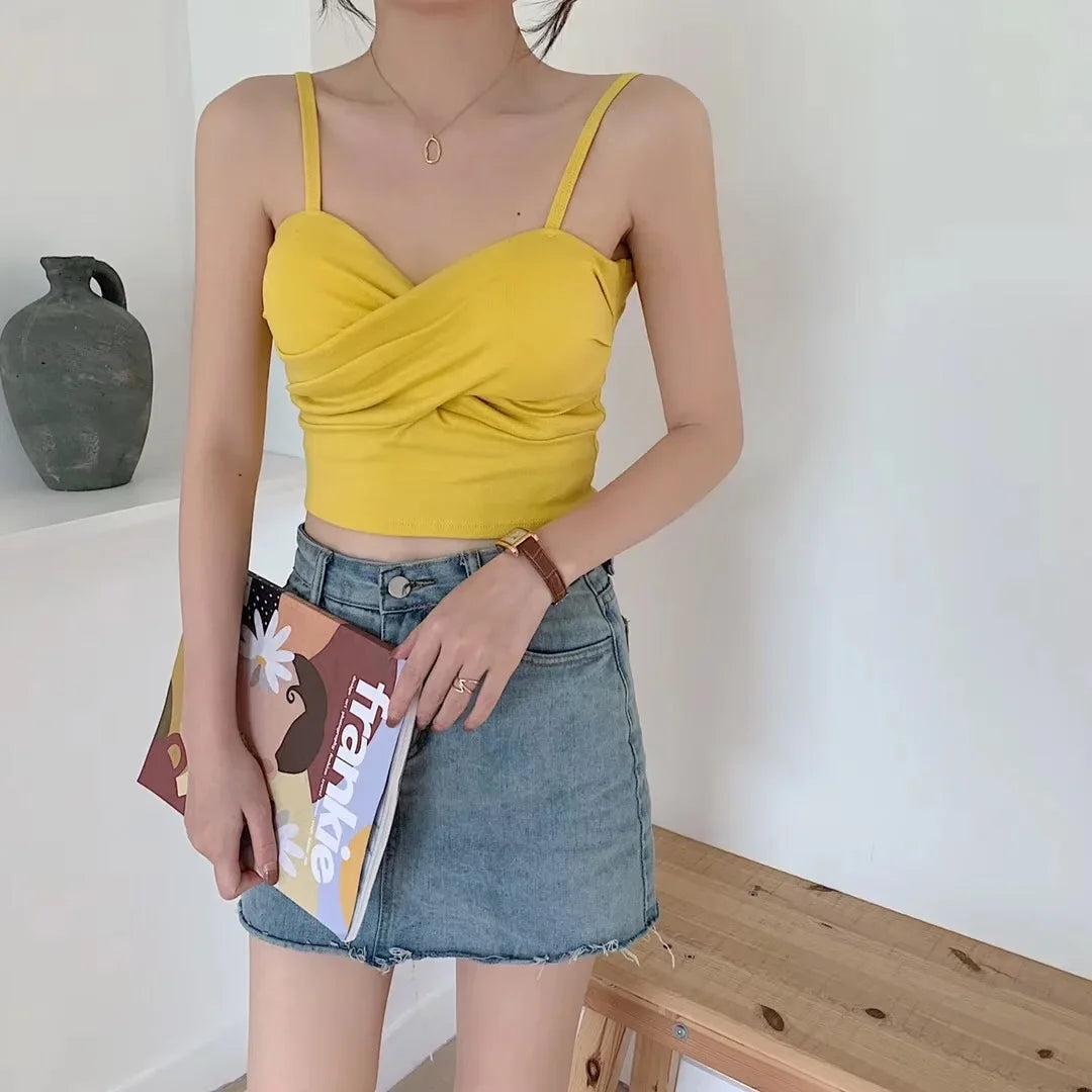 Women Tank Crop Top Sexy Bra Tops Seamless Underwear Female Crop Top Wireless Lingerie Padded Camisole Intimate