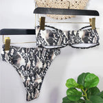 2026 Sexy Bikini Bandeau Women Snakeskin Black Swimwear Swimsuit Bikini Set Bathing Suit Female Belt Metal Hoop Decor Banadores
