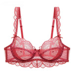 Logirlve Ultrathin Bra Transparent Brassiere Sexy Underwear Plus Size Cup Embroidery Women Lingerie Lace Bras Hollow out