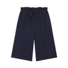 Women's Layered Decorative Waist Casual Shorts Navy Blue Waist Drawstring Wide Leg Knee Shorts Casual Culottes For Women TSP2