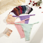 4Pcs Cotton Lace Panties Sexy G-String Women's Underwear Low Waist Comfortable Lingerie Briefs Adjustable Waist Thong Intimates