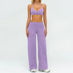 Women's Fitness Set Gym Tracksuit Breathable Sports Bra Flared Trousers Suit Workout Clothing Sportswear Female Athletic Wear