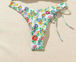 New Sexy Floral Print Bandeau Bikini 2024 Women Swimwear Female Swimsuit Two Pieces Thong Bikini Set Bather Tie Bathing Suit