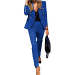 2 Piece Business Set Women's Dressy Long Sleeve Blazer And Pencil Pant Set Casual Office Work Outfit