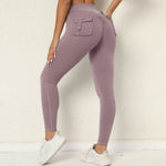 Women's Seamless Yoga Leggings Pants Sports Fitness Peach Hip-lifting Workwear Pocket Tight Trousers Workout Gym Leggings
