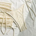 Beige Mesh Cover Ups Swimwear Halter String Triangle Bikinis Sets 3 Pieces Micro Thong Sexy Swimsuit Women 2026 Bathing Suit