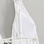 Sexy Backless One Piece Swimsuit Woman 2026 String Texture Swimwear Hollow Out Monokini High Cut Bathing Suit Deep V Neck Bather