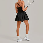 Women's Tennis Skirt Dress Sports Fitness Golf Beautiful Back Slim-fit One-Piece Training Workout Gym Anti-exposure Yoga Dress