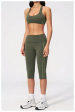 Summer Color Blocked Yoga Sets Women Slim Sports Bra High Waist Pants Fitness Suits Outwear Gym Running Push Up Workout Clothes