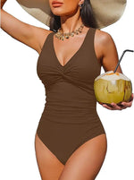 S - XXL Twist Front V Neck Female Swimwear One Piece Swimsuit Women Slim Monokini Backless Bathing Suit Swim Beachwear Bodysuit