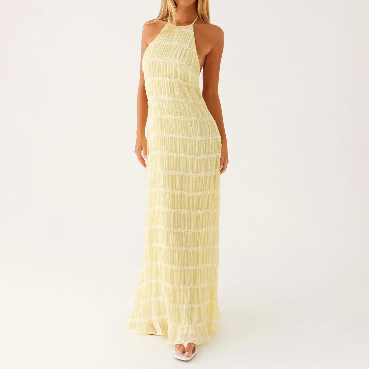 Women Ruched Cocktail Dress Elegant Party Bodycon Dresses Female Long Dress Summer Sleeveless Backless Solid Dress Vestidos