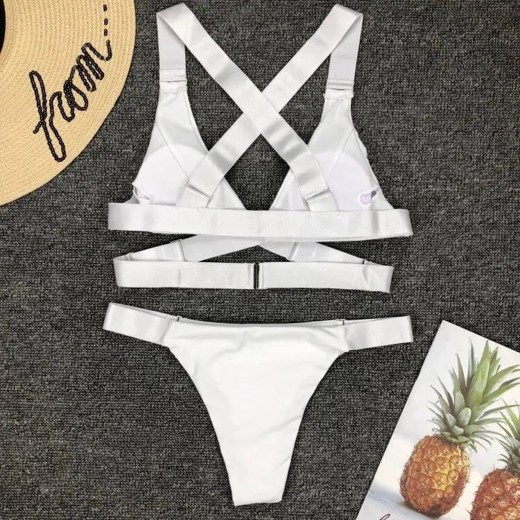 Sexy Adjustable Buckle Bandage Vevlet Bikini 2025 Women Swimsuit Female Bikinis Swimwear Two Pieces Bikini Set Bathing Suit Swim