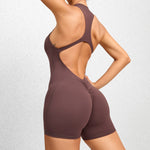 Women Yoga V Backless Jumpsuit Workout Bodysuit Sleeveless Gym Bodycon Sportswear Fitness Yoga Suit One Piece Outfit
