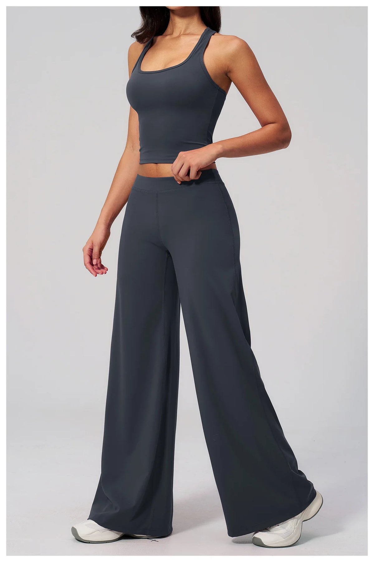 Women's Summer Two Piece Yoga Sets Slimming Sports Tank Top Lifted Buttocks High Waist Flare Pants Gym Fitness Suits Tracksuit