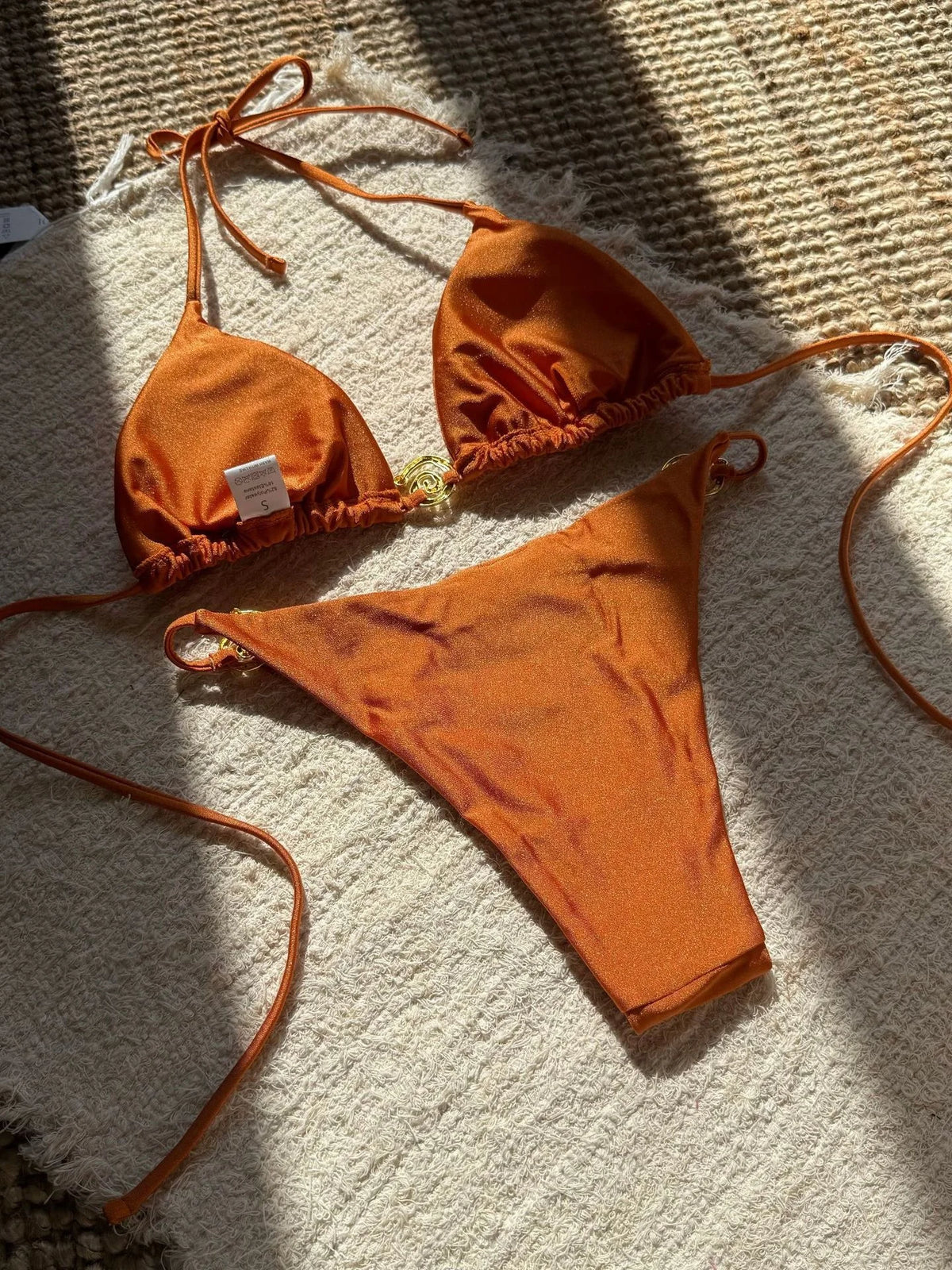 Sexy Micro Bikini 2026 Mujer Women Orange White Metal Ring Ornament Push Up Swimsuit Brazilian Beach Bathing Suit Thong Swimwear