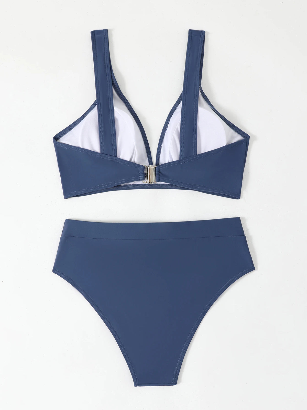 2026 High Waist Bikinis Women V-neck Swimwear Female Sexy Strappy Swimsuit Solid Bathers Bathing Swimming Swim Suit Beachwear