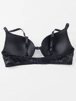 Women's Sexy Front Closure Push Up Bra Seamless Smooth Bra with underwire Makes Chest Look Smaller Lingerie beige
