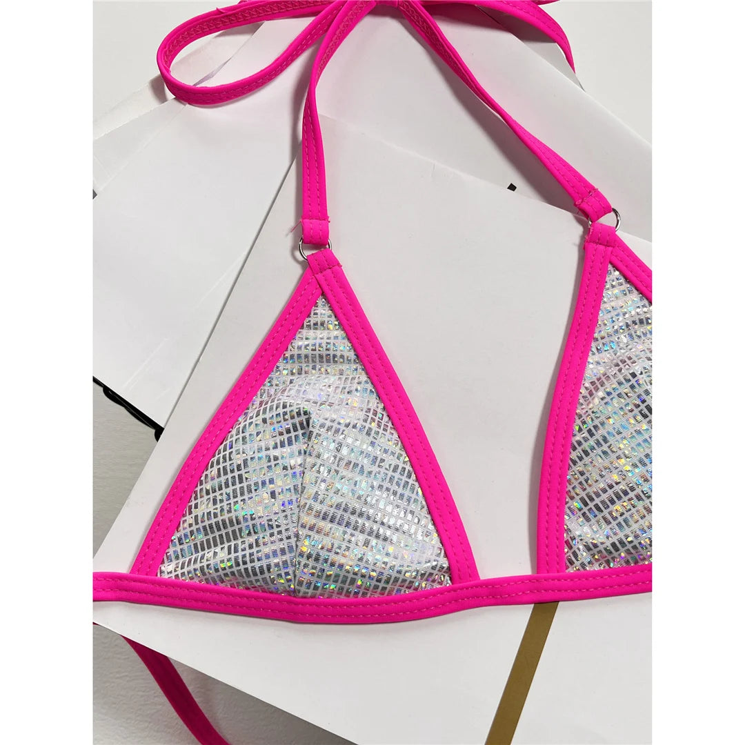 Sexy Halter Extreme Mini Micro Thong Bikini Women Swimwear Female Swimsuit Two-pieces Bikini set Bather Bathing Suit Swim K4870