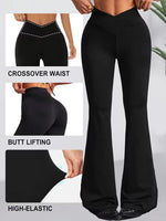 Womens New Spring Autumn Flare Pants V Shaped Cross Waist Wide Leg Trousers Elegant Loose Women Long Sweatpants For Slim Figures