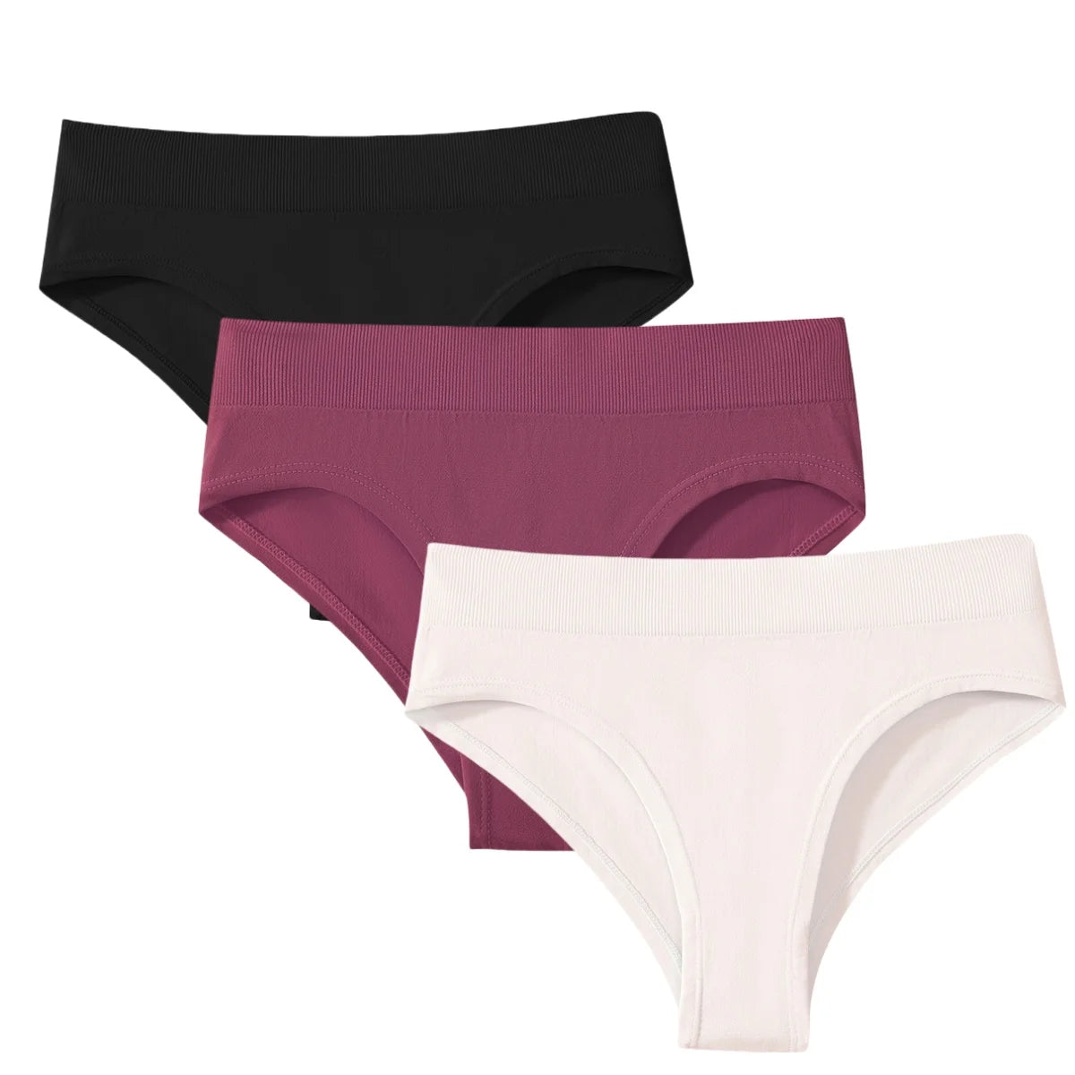 3Pcs/Set High Rise Briefs Women Classic Panties Female Underpants Solid Color Panty Plus Size Underwear Sexy Lingerie S-3XL