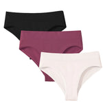 3Pcs/Set High Rise Briefs Women Classic Panties Female Underpants Solid Color Panty Plus Size Underwear Sexy Lingerie S-3XL