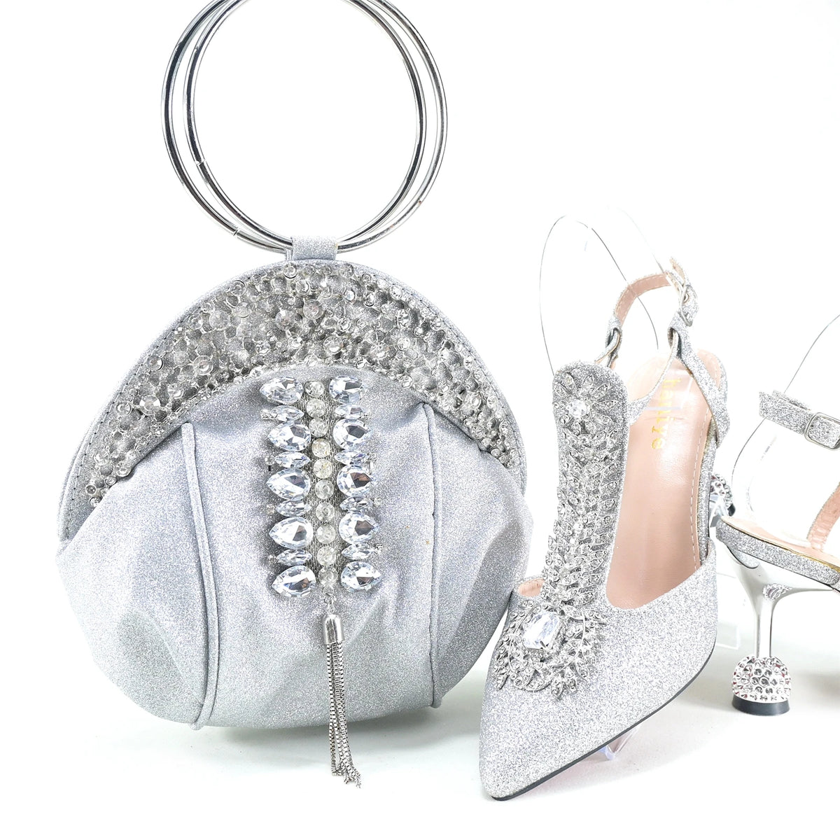 Doershow beautiful Italian Shoes And Bag Sets For Evening Party With Stones Italian Leather Handbags Match Bags! HRT1-33
