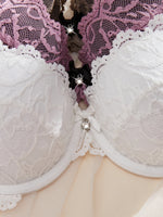 3Pcs Floral Lace Women Bras Rhinestone Thin Cup Underwire Push-Up Bra Daily Wear Comfortable Lingerie