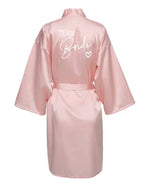 Wedding Party Team Bride Robe With Black Letters Kimono Satin Pajamas Bridesmaid Bathrobe SP001