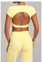 No Padded Women's Yoga T-shirt Short Sleeves Bra Backless Fitness Top Beautiful Back Gym Clothes Form-fitting Running Tee