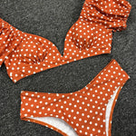 Sexy V Neck Short Sleeve Bikinis Polka Dot Bikini Female Swimsuit Women Swimwear Two-pieces Bikini Set Bather Bathing Suit Swim