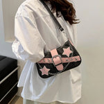 Fashion Women's Handbags Denim Stars Pattern Cool Girls Underarm Bag Female Small Shoulder Hobo Bags Chain Tote Bag