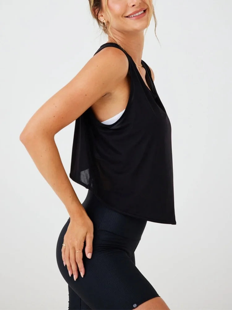 Women'S Solid Color Top Women'S Sports Suspender Top Women'S Fashion Hollow Back Sports Running Fitness Casual Hundred Yoga Top