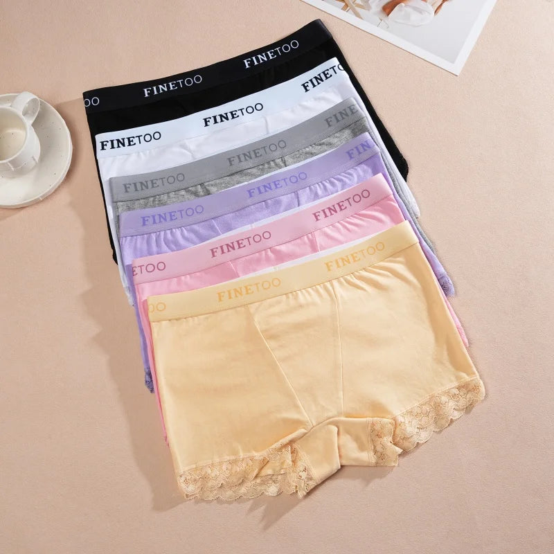 Women's Cotton Lace Boyshorts Sexy Letter Belt Breathable Boxer Panties High Waist Stretch Briefs Comfortable Sport Shorts S-XXL