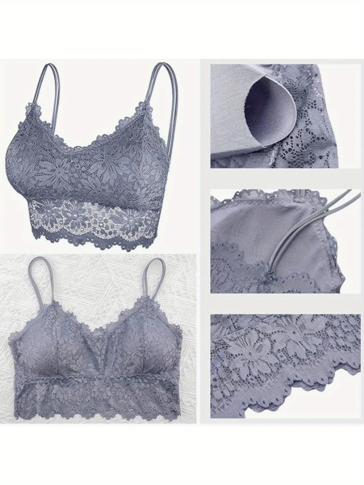 7 Pieces Color Women' Sexy Lace Wire-free Bras Lightweight Breathable Back Support, Gathered Shaping for Natural Curves