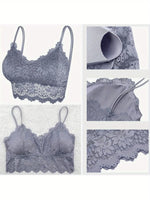 7 Pieces Color Women' Sexy Lace Wire-free Bras Lightweight Breathable Back Support, Gathered Shaping for Natural Curves