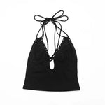 Women's Spring and Summer Camisole Studded Backless Navel Pullover Vest Top Fashionable and Sexy