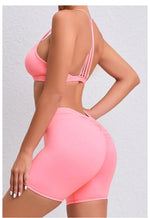 Women's 2-Piece Yoga Sets High Waist Seamless ShortsHip-Lifting & Backless Gym Leggings Quick Dry Workout Fitness Suits