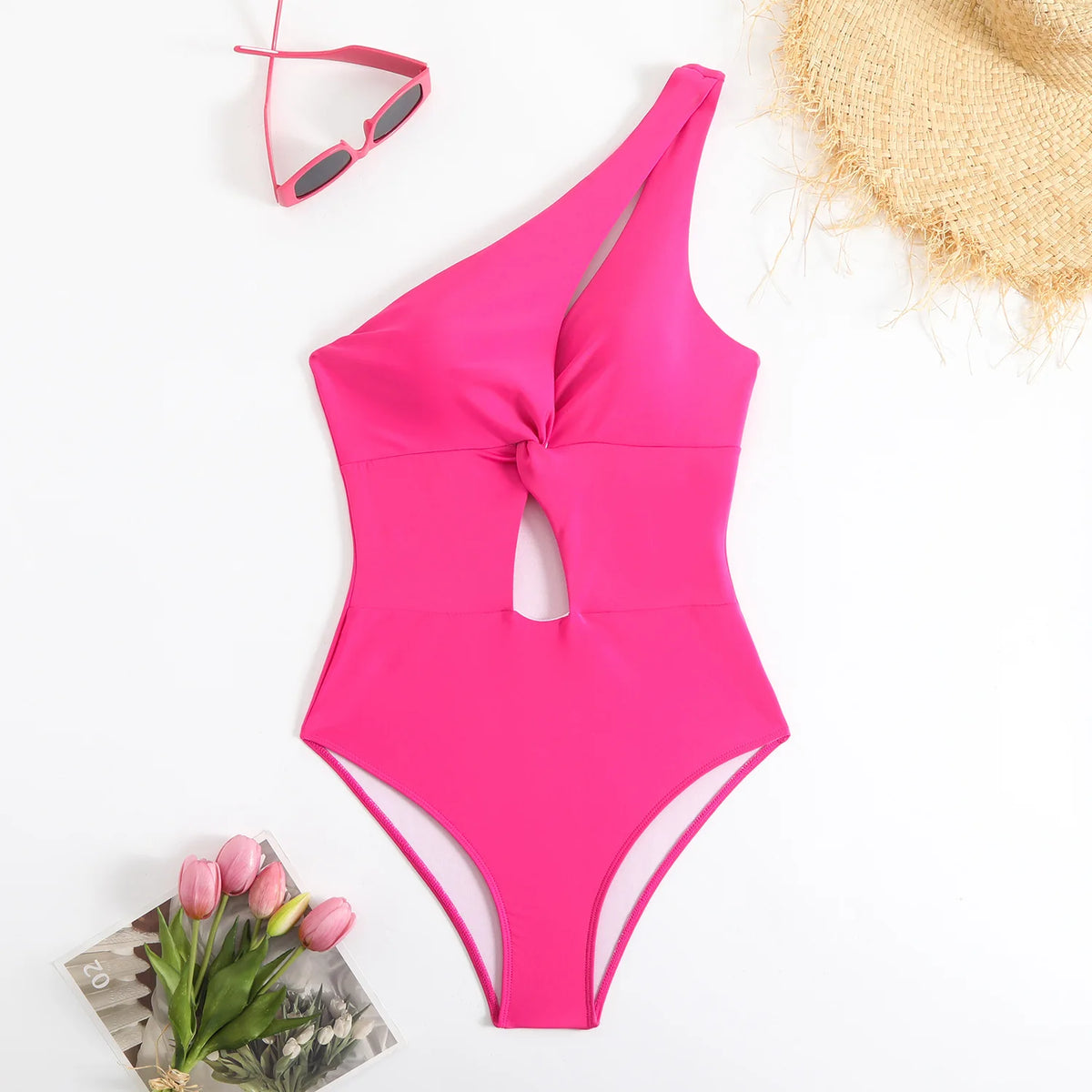 Vintage Black Swimwear Women 2026 Sexy One Shoulder Front Cross Hollow Out Slim One Piece Swimsuit Beach Bathing Suit Monokini