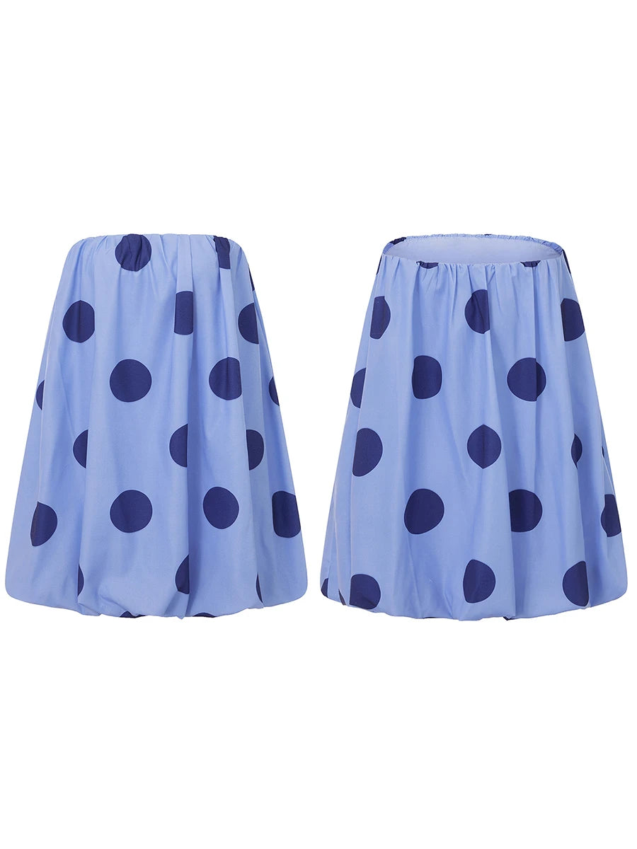 Women Mini Dress Dot Print Backless Tube Dress Summer Party Fashion Casual Strapless Dress