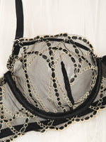 French Style Sexy See-through Lace Underwear Set with Gold Chain High-end Luxury Women's Bra And G-string Set