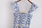 Blue Floral Embroidey Summer Beach Dress Women Casual Holiday Bohemian Dress Boho Sundress Maxi Long Vestidos Fashion Clothes
