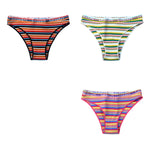 3Pcs/Set Cotton Panties For Women Colorful Striped Underwear Low Waist Briefs Breathable Underpants Female Sexy Lingerie M-XXL