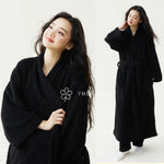 Fall Winter Unisex Couple Maxi Long Bathrobe Thick Soft Coral Velvet Beauty Flannel Warm Morning Robe for Men Women Loungewear