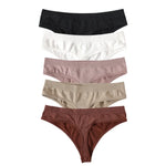 5Pcs/SetWomen Panties Low Rise G-String Thongs Seamless Underwear Female Underpants Sexy Lingerie Solid Color Bottom M-XL