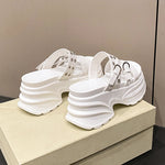 Summer Silver Chunky Platform Sandals Women Fashion Buckle Thick Bottom Slippers Woman Punk Wedges High Heels Sandalias Mujer
