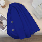 Women Suit Coat Lapel Long Sleeve Double Placket Suit Jacket with Pockets Solid Color Loose Fit Mid-length Business Outerwear