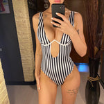 S - XL V shape Wire Striped Women Swimwear One Piece SwimsuitFemale V-bar Underwired Bather Bathing Suit Swim Monokini V472